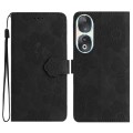 For Honor 90 Flower Embossing Pattern Leather Phone Case(Black)