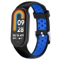 For Xiaomi Mi Band 8 Two-color Steel Plug Silicone Watch Band(Black Blue)