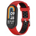 For Xiaomi Mi Band 8 Two-color Steel Plug Silicone Watch Band(Red Black)
