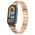 For Xiaomi Mi Band 8 Three-beads Full Diamond Metal Watch Band(Rose Gold)