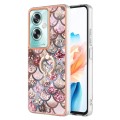 For OPPO A79 5G Global Electroplating IMD TPU Phone Case with Ring(Pink Scales)