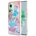 For OPPO Reno11 5G Global Electroplating IMD TPU Phone Case with Ring(Blue Marble)