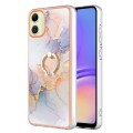 For Samsung Galaxy A05 Electroplating IMD TPU Phone Case with Ring(White Marble)