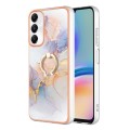 For Samsung Galaxy A05s Electroplating IMD TPU Phone Case with Ring(White Marble)