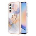For Samsung Galaxy A25 5G Electroplating IMD TPU Phone Case with Ring(White Marble)