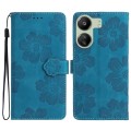 For Xiaomi Redmi 13C 4G Flower Embossing Pattern Leather Phone Case(Blue)