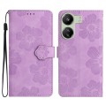 For Xiaomi Redmi 13C 4G Flower Embossing Pattern Leather Phone Case(Purple)
