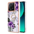 For Xiaomi 13T / 13T Pro Electroplating IMD TPU Phone Case with Ring(Purple Flower)