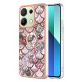 For Xiaomi Redmi Note 13 4G Electroplating IMD TPU Phone Case with Ring(Pink Scales)