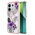 For Xiaomi Redmi Note 13 Pro 5G Global Electroplating IMD TPU Phone Case with Ring(Purple Flower)