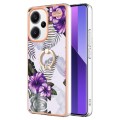For Xiaomi Redmi Note 13 Pro+ 5G Electroplating IMD TPU Phone Case with Ring(Purple Flower)