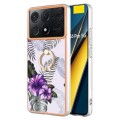 For Xiaomi Poco X6 Pro / Redmi K70E Electroplating IMD TPU Phone Case with Ring(Purple Flower)