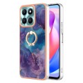 For Honor X6a Electroplating Marble Dual-side IMD Phone Case with Ring(Purple 016)