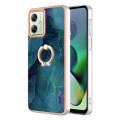 For Motorola Moto G54 Electroplating Marble Dual-side IMD Phone Case with Ring(Green 017)