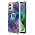 For Motorola Moto G54 Electroplating Marble Dual-side IMD Phone Case with Ring(Purple 016)