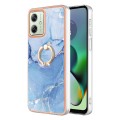 For Motorola Moto G54 Electroplating Marble Dual-side IMD Phone Case with Ring(Blue 018)