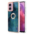 For Motorola Moto G04 4G / G24 4G Electroplating Marble Dual-side IMD Phone Case with Ring(Green 017