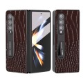 For Samsung Galaxy Z Fold3 5G ABEEL Integrated Genuine Leather Crocodile Pattern Phone Case with Hol