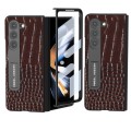 For Samsung Galaxy Z Fold5 ABEEL Integrated Genuine Leather Crocodile Pattern Phone Case with Holder