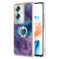 For OPPO A79 5G Global Electroplating Marble Dual-side IMD Phone Case with Ring(Purple 016)