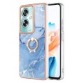 For OPPO A79 5G Global Electroplating Marble Dual-side IMD Phone Case with Ring(Blue 018)