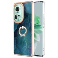For OPPO Reno11 5G Global Electroplating Marble Dual-side IMD Phone Case with Ring(Green 017)