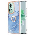 For OPPO Reno11 5G Global Electroplating Marble Dual-side IMD Phone Case with Ring(Blue 018)