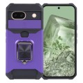 For Google Pixel 8a Camera Shield Card Slot PC+TPU Phone Case(Purple)