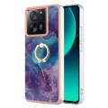 For Xiaomi 13T / 13T Pro Electroplating Marble Dual-side IMD Phone Case with Ring(Purple 016)