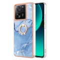 For Xiaomi 13T / 13T Pro Electroplating Marble Dual-side IMD Phone Case with Ring(Blue 018)