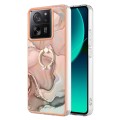For Xiaomi 13T / 13T Pro Electroplating Marble Dual-side IMD Phone Case with Ring(Rose Gold 015)