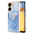 For Xiaomi Redmi 13C 4G Electroplating Marble Dual-side IMD Phone Case with Ring(Blue 018)