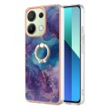 For Xiaomi Redmi Note 13 4G Global Electroplating Marble Dual-side IMD Phone Case with Ring(Purple 0