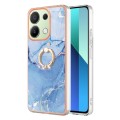 For Xiaomi Redmi Note 13 4G Global Electroplating Marble Dual-side IMD Phone Case with Ring(Blue 018
