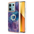 For Xiaomi Redmi Note 13 5G Global Electroplating Marble Dual-side IMD Phone Case with Ring(Purple 0