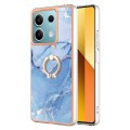 For Xiaomi Redmi Note 13 5G Global Electroplating Marble Dual-side IMD Phone Case with Ring(Blue 018
