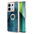 For Xiaomi Redmi Note 13 Pro 5G Global Electroplating Marble Dual-side IMD Phone Case with Ring(Gree