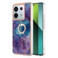 For Xiaomi Redmi Note 13 Pro 5G Global Electroplating Marble Dual-side IMD Phone Case with Ring(Purp