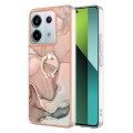 For Xiaomi Redmi Note 13 Pro 5G Global Electroplating Marble Dual-side IMD Phone Case with Ring(Rose