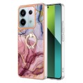For Xiaomi Redmi Note 13 Pro 5G Global Electroplating Marble Dual-side IMD Phone Case with Ring(Rose