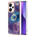 For Xiaomi Redmi Note 13 Pro+ 5G Electroplating Marble Dual-side IMD Phone Case with Ring(Purple 016