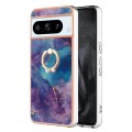 For Google Pixel 8 Pro Electroplating Marble Dual-side IMD Phone Case with Ring(Purple 016)