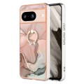 For Google Pixel 8 Electroplating Marble Dual-side IMD Phone Case with Ring(Rose Gold 015)