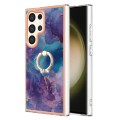 For Samsung Galaxy S24 Ultra 5G Electroplating Marble Dual-side IMD Phone Case with Ring(Purple 016)