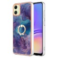 For Samsung Galaxy A05 Electroplating Marble Dual-side IMD Phone Case with Ring(Purple 016)