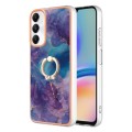 For Samsung Galaxy A05s Electroplating Marble Dual-side IMD Phone Case with Ring(Purple 016)