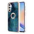 For Samsung Galaxy A25 5G Electroplating Marble Dual-side IMD Phone Case with Ring(Green 017)