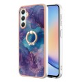 For Samsung Galaxy A25 5G Electroplating Marble Dual-side IMD Phone Case with Ring(Purple 016)