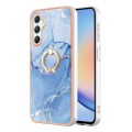 For Samsung Galaxy A25 5G Electroplating Marble Dual-side IMD Phone Case with Ring(Blue 018)
