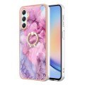 For Samsung Galaxy A25 5G Electroplating Marble Dual-side IMD Phone Case with Ring(Pink 013)